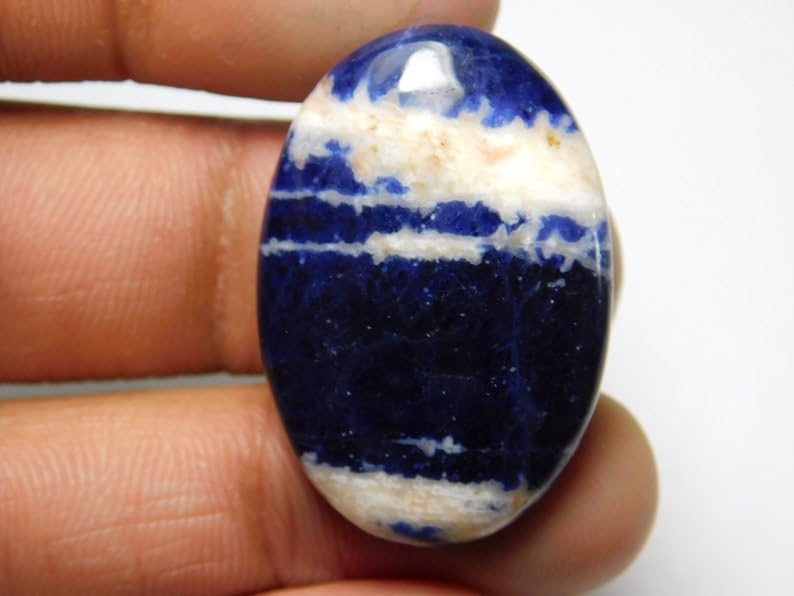 Pierre gemme sodalite cabochon 32x21mm pour création de collier, bague et pendentif