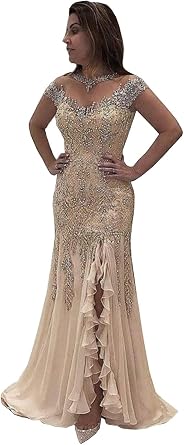 Illusion Long Sleeves Lace Sequins Train Mother of The Bride Dresses Celebrity Formal Party Evening Gowns