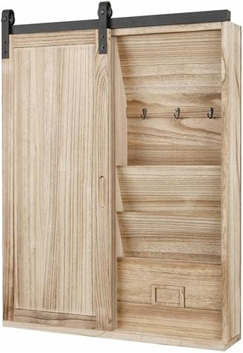 OS - Organizador de pared de madera para muebles de hogar y oficina, color natural envejecido