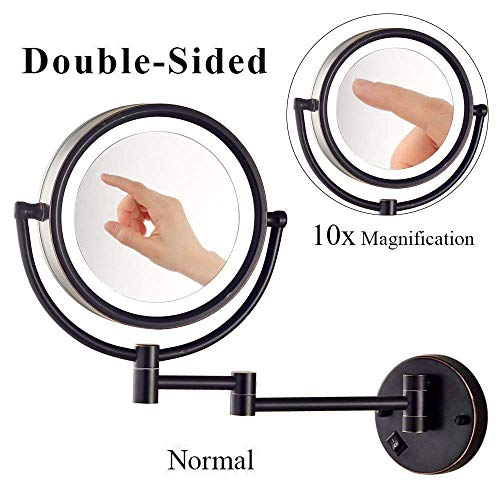 Miroir de maquillage extensible double face chrome pivotant 10X