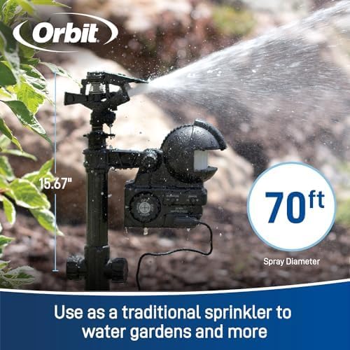 Orbit Yard Enforcer used as a traditional sprinkler with 70ft spray diameter