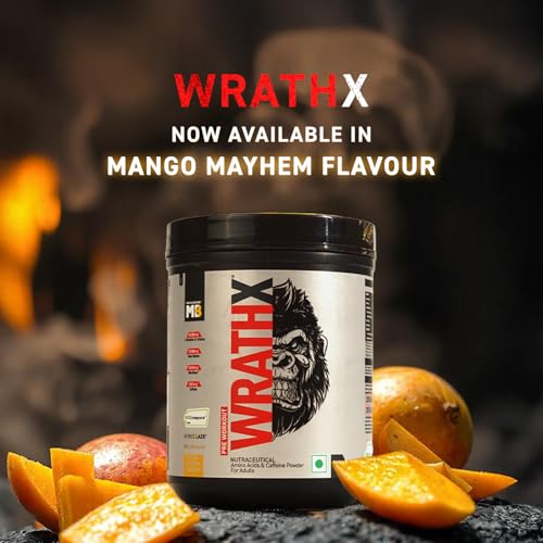 Image of MuscleBlaze Pre Workout WrathX Powder, Mango Mayhem (20 Servings, 340g) | With Creapure, NitroBlaze & BioPerine