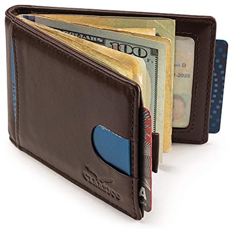 Super Slim RFID Leather Wallet For Men Cardholder & Money Clip Inside Perfect For Travel & Front Pocket Use Cover