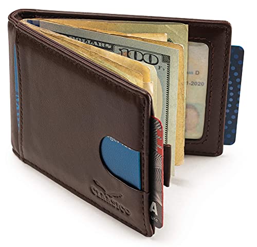 Super Slim RFID Leather Wallet For Men Cardholder & Money Clip Inside Perfect For Travel & Front Pocket Use