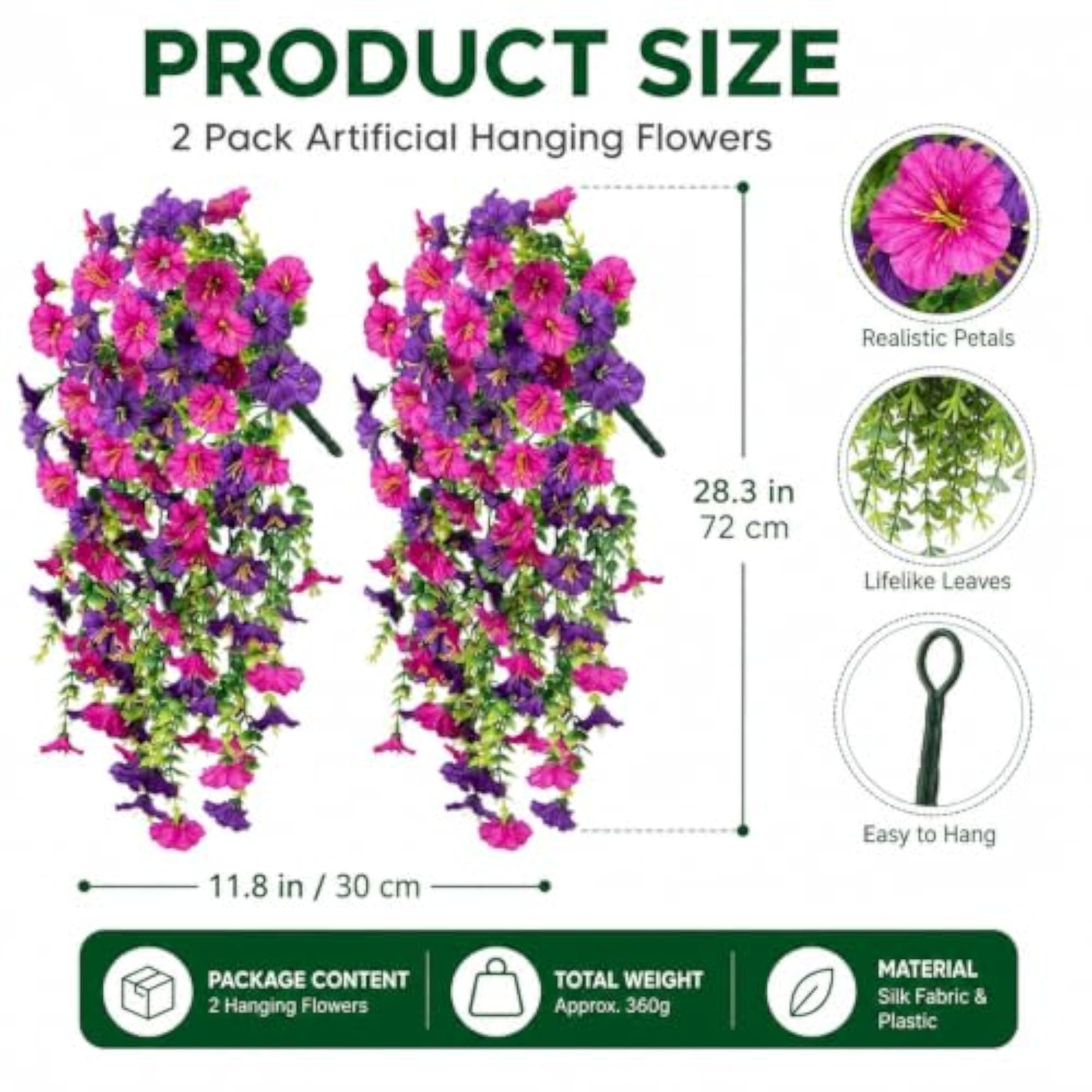 2PCS Artificial Hanging Plants for Home Decor