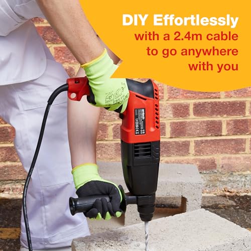 Amtech - Rotary Hammer Drill, Corded - SDS Drill with 3 Modes for Wood, Metal, Masonry and More, Home DIY, Lightweight with Ergonomic Handle, Long Lasting, 2.4m Cable (230V, 620W, 1250RPM) 5 Amtech - Rotary Hammer Drill, Corded - SDS Drill with 3 Modes for Wood, Metal, Masonry and More, Home DIY, Lightweight with Ergonomic Handle, Long Lasting, 2.4m Cable (230V, 620W, 1250RPM) - Image 5