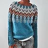 Women 2024 Fall Long Sleeve Fair Isle Print Sweate... #3