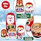 DEARMAMY 6 Stück Russische Nistpuppen Aus Holz Handgefertigte Matroschka-Puppen Für Kinder Niedliche Cartoon-Nistpuppen Für Kinder Schneemann Weihnachtsmann Thema Weihnachtsspielzeug
