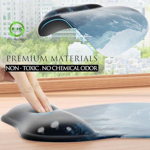 MROCO Ergonomic Mouse Pad with Gel Wrist Rest, 9.4 x 8.1 in, Cloud Forest - thumbnail 5