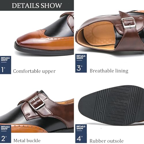 Men's Soft Leather Carved Brogue Oxford Shoes Fashion Metal Buckle Stitching British Business Casual Formal Work Shoes2