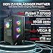 HYPER BYTE - Gaming PC - Komplett Set mit AMD Ryzen 7 5700G | 4,6 GHz | Vega 8 | 16GB DDR4 RAM | 1TB SSD | Wasserkühlung | 25 Zoll Monitor | Maus & Tastatur | WLAN | Win11 Pro | All in One Desktop