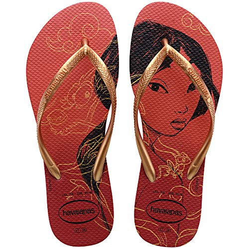 Chinelo Slim Princesas, Havaianas, Feminino, Vermelho Apache, 37/38