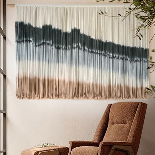 Image of IOWER Large Macrame Wall Hanging Dip Dye Craftsmanship Fiber Yarn Wall Art Boho Wall Decor Home Decor 57''W x 35''L