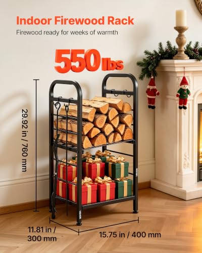 Image of VEVOR Firewood Rack 15.75 Inch Heavy Duty Indoor Fire Wood Storage Holder