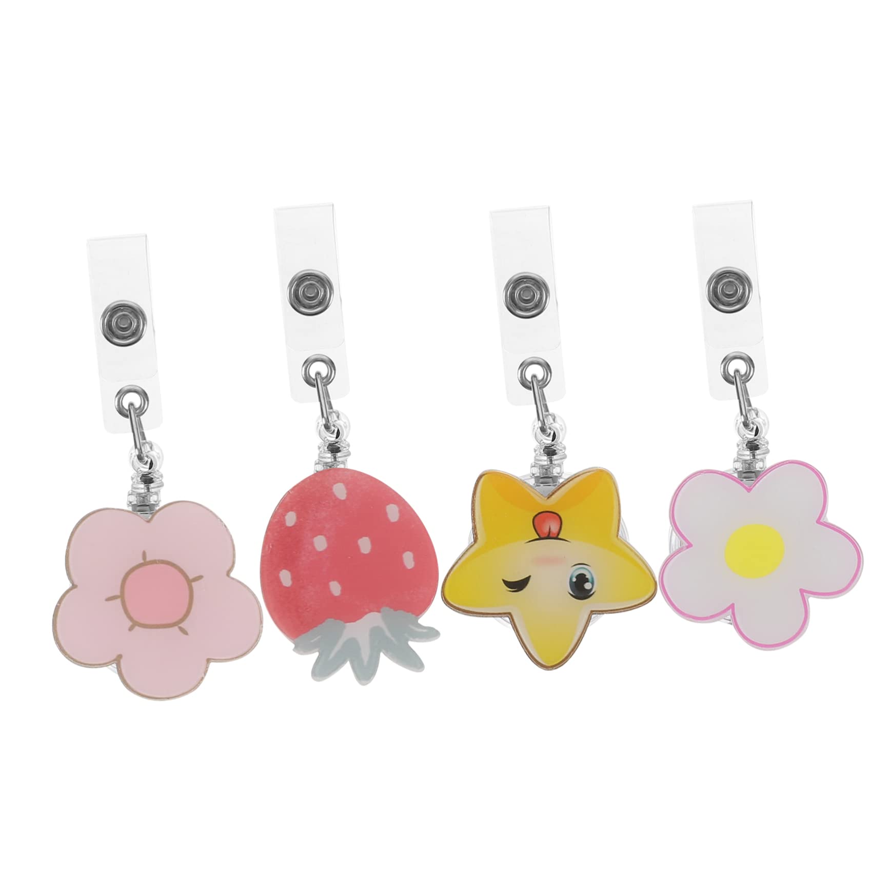 HOMSFOU 5 Set Cordino Per Badge Clip Porta Badge Identificativo Porta Badge Resistente Regolabile Affrettato Etichetta Retrattile Infermiera Addominali 4 Pezzi * 5