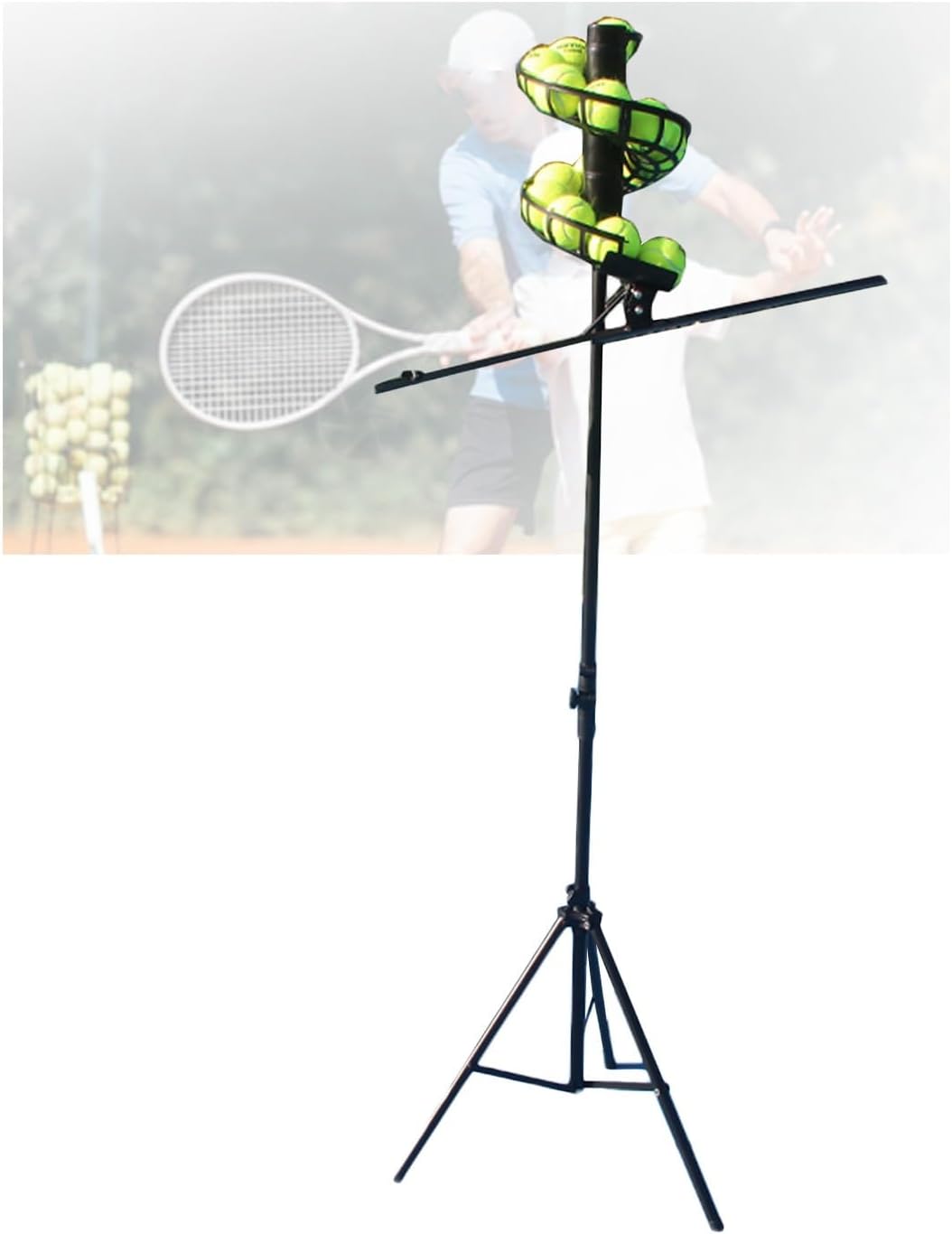 Portable Tennis Ball Machine, Adjustable Height for Beginners, Non-Electric Design, Perfect for Training, Practice Sessions, Lightweight and Easy to Use,Without Extra Track