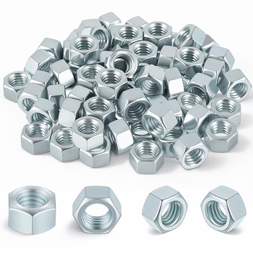 Image of Yaocom 200 Pack 3 /8 inch-16 Zinc Hex Nuts Electro Galvanized Finish Bright Silver UNC Coarse Thread Hex Nuts Bulk Compatible with Bolts and Threaded Rods of The Same Specification