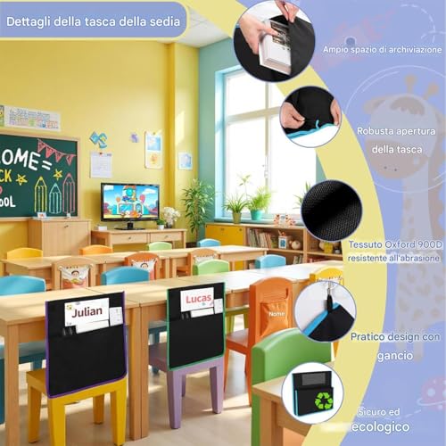 Supports de dossier avec poches de rangement et porte-nom intégrés - 3