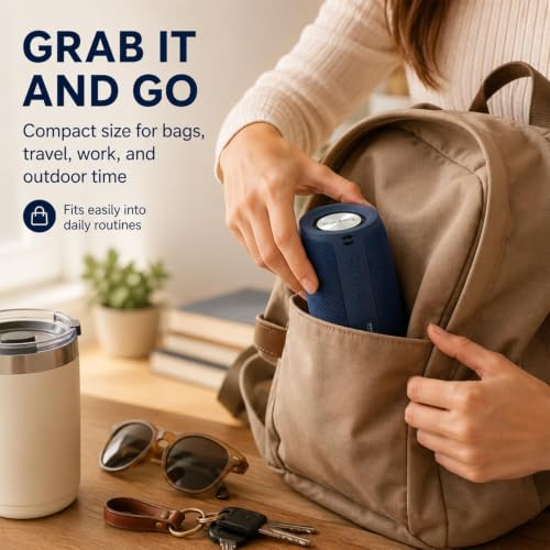 Image of Musibaby M68 Bluetooth Speaker, 12W, IPX5, 24H Playtime, Dark Blue