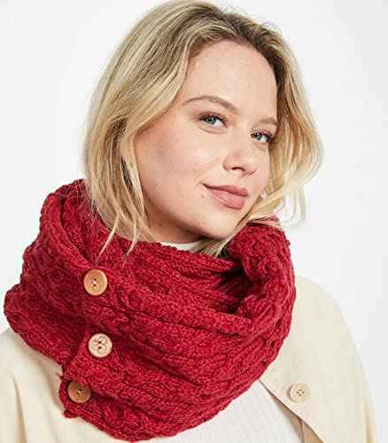 Irish Merino Wool Snood Scarf, Honeycomb Cable Knit, 60 x 14 inches, Made in Ireland4