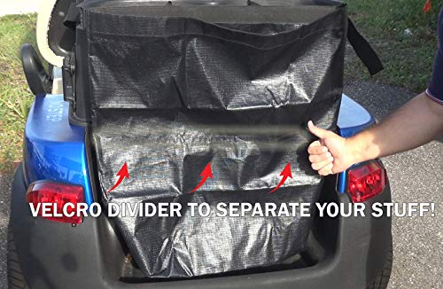 Club Clean Universal Cart Bag - Buggie Bag - Cargo Bag For 2 Seater And 4 Seater Golf Carts - Golf Cart Storage Bag - Golf Car Bag - Ezgo, Club Car, Yamaha, Easy Attach Golf Cart Grocery Shopping Bag Black #TOP6