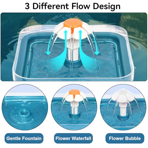 Image of Qpets Water Fountain for Cats 2.2L LED Floral Quiet Filter Green