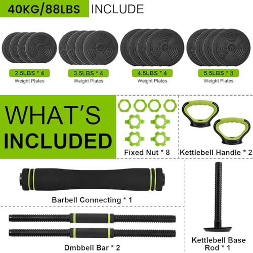 44/66/88Lb Dumbbell Sets Adjustable Weights, Free Weights Dumbbells Set for Home Gym - Image 2