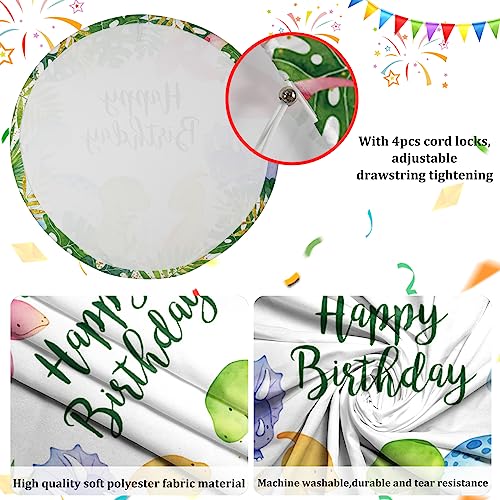 Aofoto 7.2X7.2Ft Happy Birthday Dinosaur Photo Round Backdrop Large Cover Wonderland Jungle Theme Party Banner Baby Shower Kids Indoor Outdoor Birthday Photoshoot Decorations Cake Table Supplies #TOP4