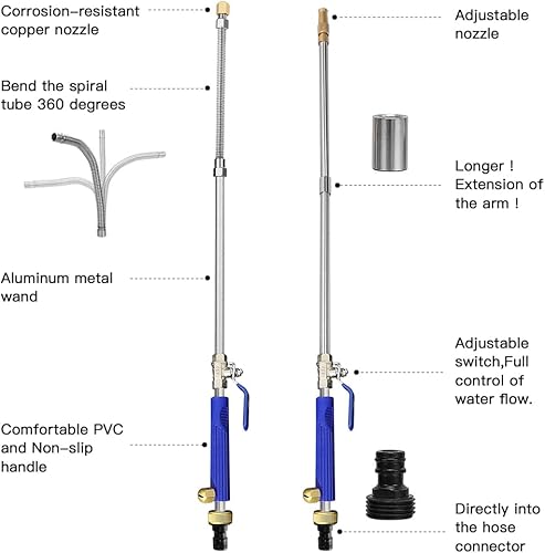 Miniatura 5 de Jet Nozzle - Lavadora eléctrica de alta presión 2 en 1, herramienta de limpieza con rociador de riego, boquilla Hydro Jet, varilla de extensión de