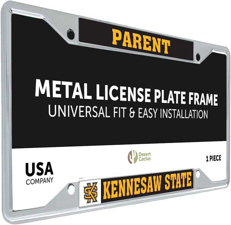 Desert Cactus Kennesaw State University License Plate Frame Owls KSU Car Tag Holder for Front or Back of Car Officially Licensed Metal (Parent)