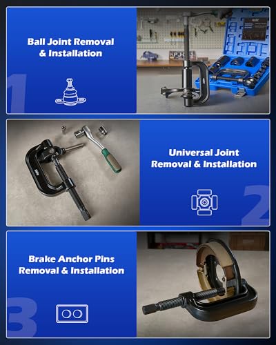 Image of Orion Motor Tech Ball Joint Press Kit, 21-Piece Master Ball Joint Removal Tool with C-Frame, Heavy-Duty Brake Anchor Pin U Joint Ball Joint Press Tool for 2WD and 4WD Cars
