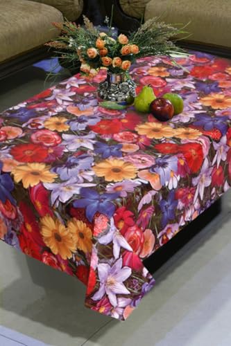 Image of Dakshya Industirs PVC Waterproof Table Cover 36x54 Inch Floral Printed Center Table Cover Washable Plastic Table Sheet Oilproof Dining Table Cover for Coffee Table Living Room Home (Floral Elegance)