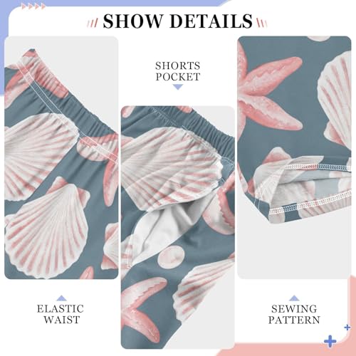 ZZKKO Seashells Starfish Watercolor Boys Pants for Kids Jogger Pants with Pockets S-XL4