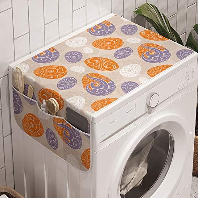 Ambesonne Butterfly Washing Machine Organizer, Mothers Day Spring Themed Blossoming Nature Image Poppy Flowers Print, Anti-slip Fabric Cover for Washers and Dryers, 47 x 18.5, Pink Reseda Green Blue