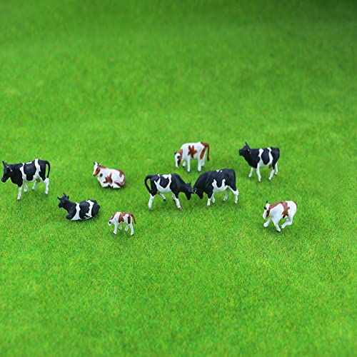 DAZZLEEX Kuhmodell, 10-teiliges Modelleisenbahnmodell im Maßstab 1:87 im Ho-Maßstab, gemalt, Bauernhof, Kühe, Tiermodell, 10 Stile Cover
