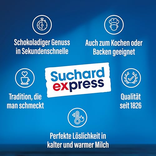 Suchard Express Trinkschokolade, 10x 14,5g Sticks mit kakaohaltigem Getränkepulver, für kalte oder warme Milch