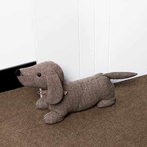 SANFERGE Niedlicher dekorativer Türstopper für Zuhause und Büro, Boden-Türstopper, Stofftier, gewichtete schwere Wandschutz, brauner Hund