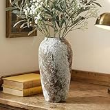 YSNCIDAN Rustic Ceramic Flower Large Vase, Vintage Floor Tall Vase Farmhouse Decor for Living Room Entryway Table Centerpieces, Kitchen, Wedding, Gifts