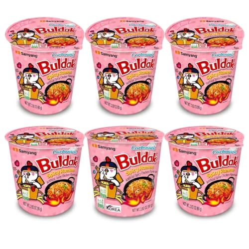 Image of SAMYANG Hot Chicken Flavour Raman Carbonara Cup Noodles,70 g (Pack Of 6)