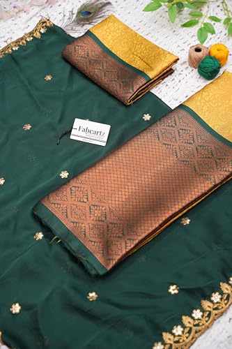 Image of Fabcartz South Indian Half and Half Saree For Women