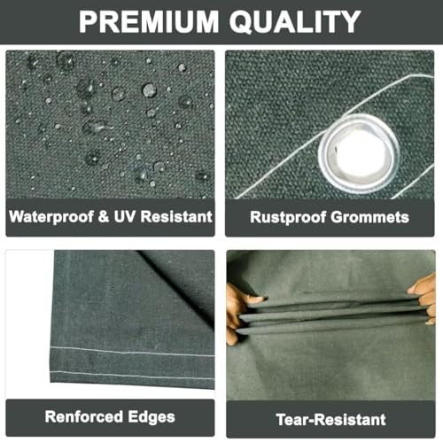 Image of 700 GSM Waterproof Tarpaulin | Durable, UV-Resistant Tarp for Outdoor, Construction & Camping (Grey, 15 x 15 FT)