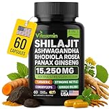 Shilajit and Ashwagandha Capsules, 8-in-1 Herbal Multivitamin for Men and Women, with Rhodiola Rosea, Ginseng, and Stinging Nettle, Shilajit for Men and Women