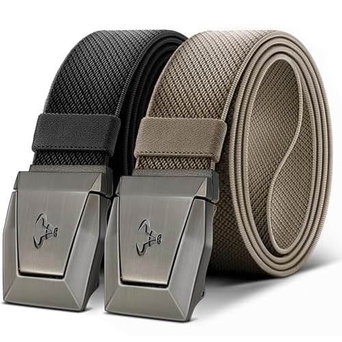 BULLIANT 2-Pack Men Stretch Tactical Web Belt-Trimmable 1.5"-Adjustable Fit