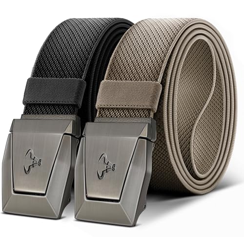Image of BULLIANT 2-Pack Men Stretch Tactical Web Belt-Trimmable 1.5 inch-Adjustable Fit | Smooth Sliding | Adjustable for Precise Fit | Tailored Size | Rugged Nylon for Heavy Duty, hiking, Hunting