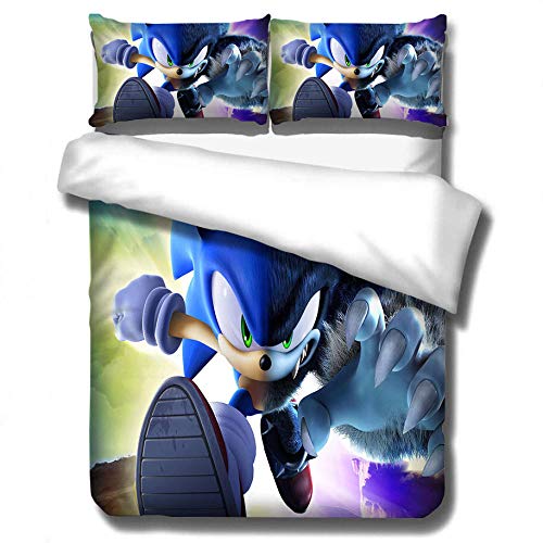 Returned home 3D Anime Mario Sonic (Mario Sonic) Ropa de Cama, Suave, cómoda y Duradera, Adecuada para el Dormitorio de los Adolescentes-7_230 * 260cm (3pcs)
