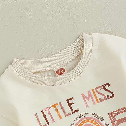 Geagodelia Baby Mädchen 1. Jahr Geburtstags Outfit Langarm Body Oberteil Mein Erster Geburtstag Kleidung (Little Miss One-derful Beige, 12-18 Monate)