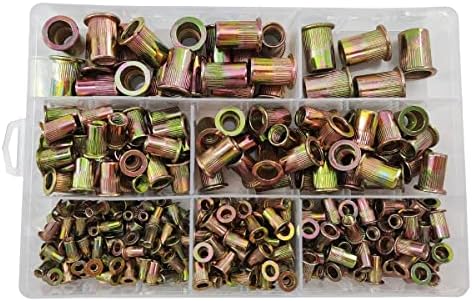 300 pcs Zinc Plated Carbon Steel Rivet Nut Set Threaded Rivet Nut Insert Nutsert Assortment Kit M3 M4 M5 M6 M8 M10 M12