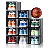 INSTY 12 Pack Shoe Storage Box, Clear Shoe Storage Organizer with Magnetic Door, Stackable,For...