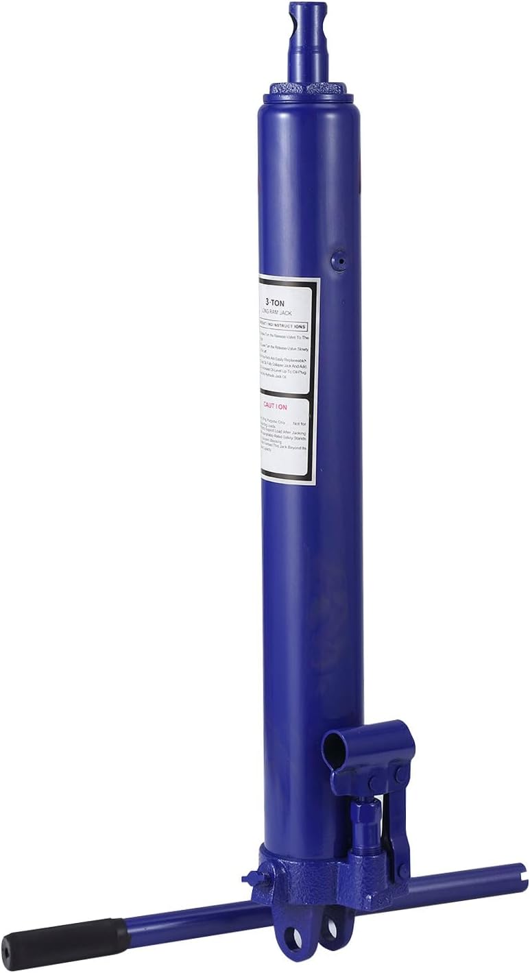 3 Ton Hydraulic Long Ram Jack with Handle Engine Lift Hoist, Long Hydraulic Ram Jack, Manual Cherry Picker Compatible with All Terrain Vehicle