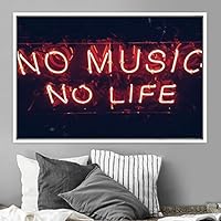 Framed Canvas Wall Art Illuminated Words 3D Industrial Inspirational Multicolor Neon Pop Art Quotes Typography Urban - 16x24 inches